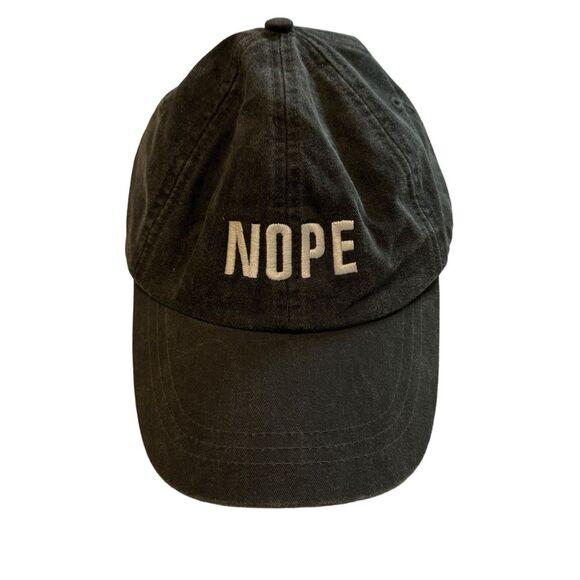 Adams Fashion Headwear Dark Gray NOPE Print Hat Adjustable Baseball Cap - Picture 1 of 6